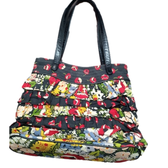 Vera Bradley Handbags - Vera Bradley Floral Poppy Fields Ruffled Two Handle Tote Purse